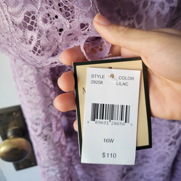 Maya Brooke Beaded V-Neck Dress with Sheer Sleeve Jacket Lilac Size 16W NWT - Picture 13 of 17
